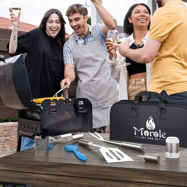 Набір грилю преміум-класу Morole: 75 предметів з нержавіючої сталі (лопатка, щипці, щітка) для кемпінгу та грилю