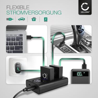 Зарядний пристрій CELLONIC BC-DC15 Dual USB для Leica D-LUX (Typ 109, 7) BP-DC15 з кабелем