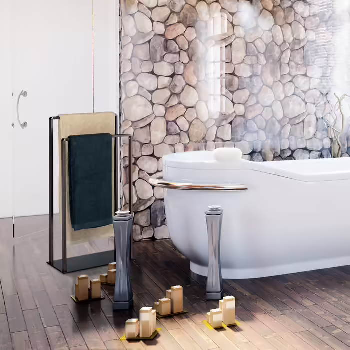 Relaxdays freestanding towel rack with 2 bars