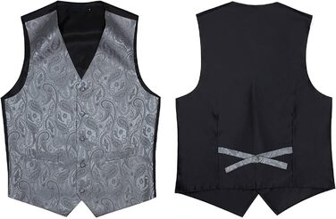 Костюмний жилет для чоловіків Enlision на весілля з патерном пейслі, жилет та краватка, нагрудна хустинка, квітковий жакард, сірий, розмір M