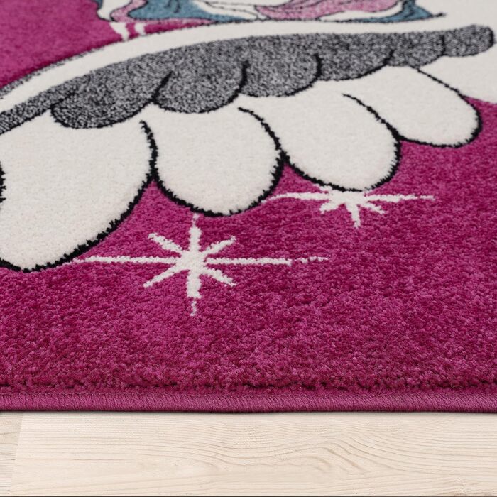 Paco Home Children's Rug for Kids, The Little Unicorn, Pink, Cream, Turquoise, Size: 80x150 cm