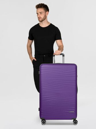 Набір валіз Franky Dallas 3.0 3 шт. | Тріумф, TSA-замок, 4 колеса, фіксуючий ручка | 36/60/92 л (фіолетовий, валіза L 75 см)