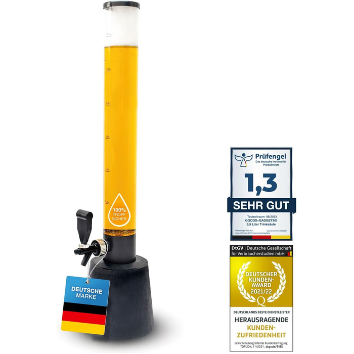 XXL Drinks Column Beer Column Beer Tower Party Beer Dispensing Column with Tap (3.5 Liters)