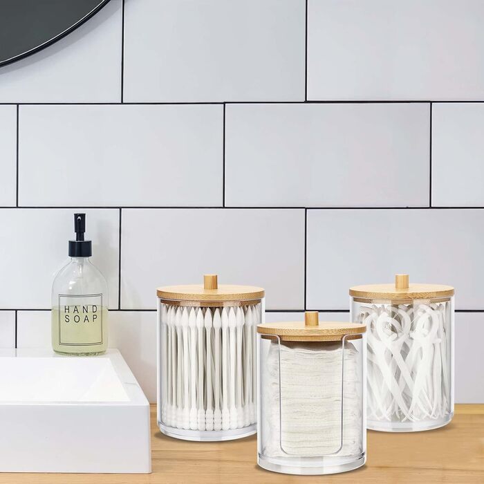 Контейнер для ватних паличок та дисків Miiepls, прозорий акриловий органайзер для косметики, 3 шт.