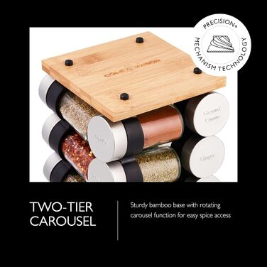 Карусель для спецій та трав Cole & Mason H121808U, 16 відділень, Чорний/Нержавіюча сталь