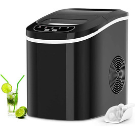 Машина для приготування льоду RELAX4LIFE - Ice Maker для дому та офісу, чорний. Швидке приготування, 2 розміри кубиків льоду, 12 кг/24 год, 2.2 л резервуар для води