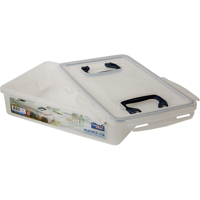 LocknLock PP CLASSIC Storage Box with Lid and Handles | 361 x 274 x 212 mm | 100% Airtight | Semi-Transparent Storage Container | Storage Container with Lid for Household Items (10 L)