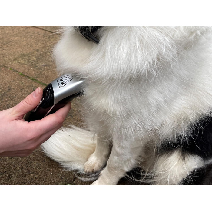 Машинка для стрижки шерсті собак Masterclip - тиха, професійна, бездротова, акумуляторна, для собак, котів та інших тварин (срібна)