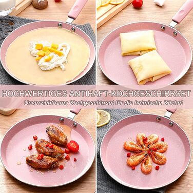 Набір сковорідок Maxspace 3 шт. з антипригарним покриттям, 18, 22, 26 см, для всіх типів плит, рожевий