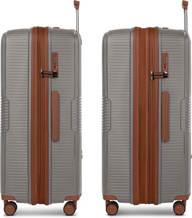Набір валіз Eco Edition 3-в-1: міцні, розширювані, з TSA-замком | Розміри L (77 см) | Для жінок та чоловіків (Cappuccino)