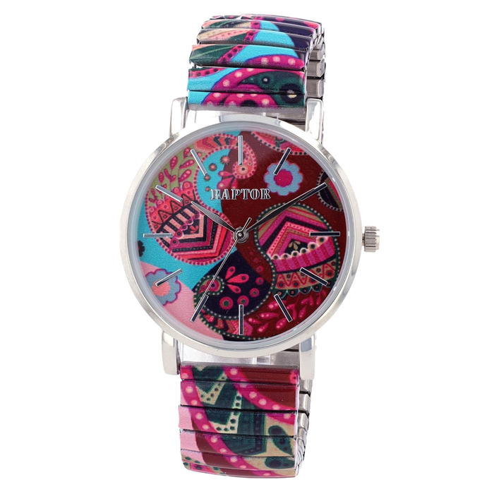 Жіночий кольоровий наручний годинник Raptor Colorful Edition з розтяжним ремінцем — модний аксесуар для жінок та людей похилого віку