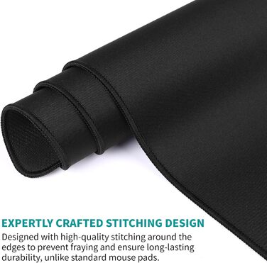 Килимок для миші геймерський XXL 900x400 мм, чорний, з гумовою основою - килимок для ігор та офісу, довговічний, з бортиком
