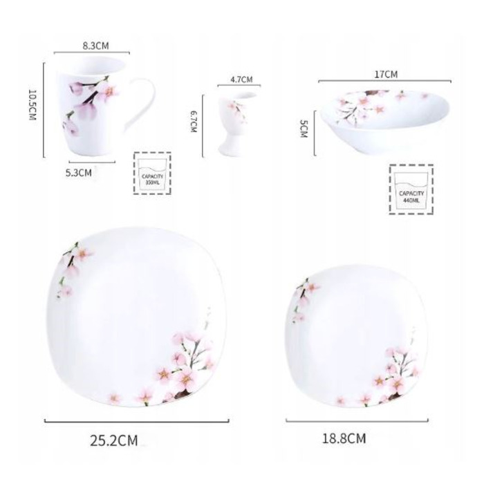 Обідній сервіз VEWEET ANNIE, порцеляновий набір на 12 осіб, 100 предметів