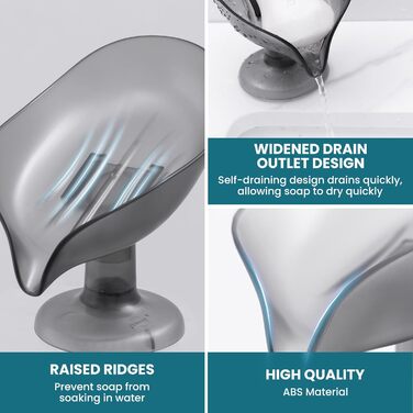 Набір мильниць з піддоном TAILI, 2 шт., сірий колір, витримують до 5 кг, без свердління, для ванної кімнати та кухні