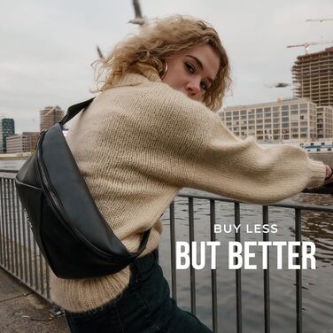 Berliner Bags Преміум поясна сумка Feline, шкіряна сумка через плече, кросбоді, бананка для жінок та чоловіків - чорна