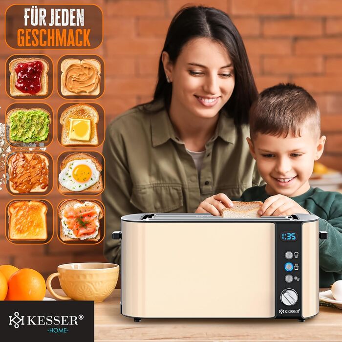 KESSER® Toaster with Roll Attachment, Automatic Long-Slot Toaster with 6 Browning Levels + Defrost & Reheat Function, Automatic Shut-Off, Lift Function, incl. Crumb Tray and Recipe Book, Anthracite Black / Anthracite