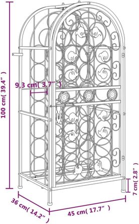 vidaXL Wine Rack 35 Bottles Metal Bottle Rack Bottle Stand Wine Cabinet (45 x 36 x 100 cm)