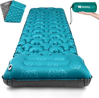 AKSOUL Self-Inflating Camping Air Mattress - Ultralight, Thick (10CM), Foldable Sleeping Pad with Pillow for Trekking, Tent & Outdoor Use