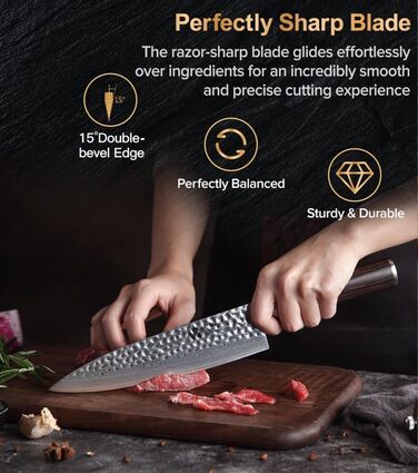 Ніж кухарський XINZUO Gyuto 20.1 см з дамаської сталі, професійний, серія He