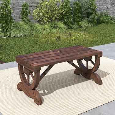 Outsunny дерев'яна лавка для саду, стійка до погодних умов, 98 x 50 x 39,5 см, рустикальна лавка для саду, довговічна та стильна