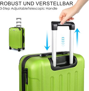 Чемодан ручної поклажі TANTOI: жорсткий корпус, телескопічна ручка, кодовий замок, зелений (M)
