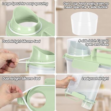 Контейнер для зберігання корму для собак та котів LEAWALK, 3.6-5.4 кг, BPA-free, зелений