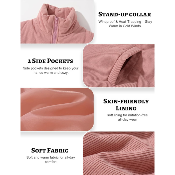 Жіноча тепла безрукавка FEOYA: коротка, з високим коміром, утеплена, рожевого кольору