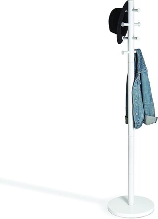 Umbra Pillar Coat Rack with Stool, Default_no_Selection_Value, White/Natural, One Size (White, Coat Rack)