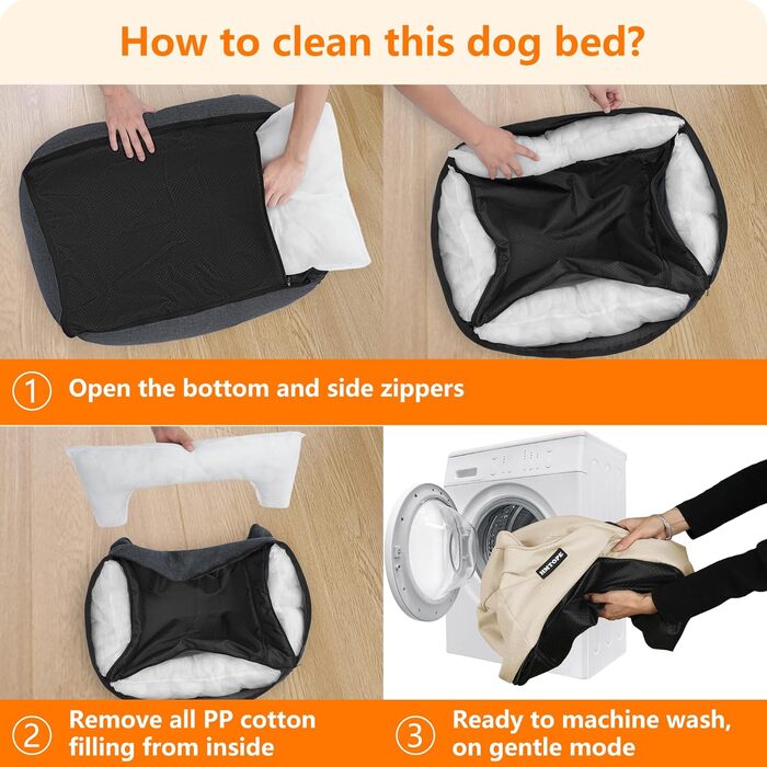 Ліжко для собак, собаче ліжко, подушка для собак, корзина для собак. Знімне та пральне, бежеве, 90 x 75 x 25 см