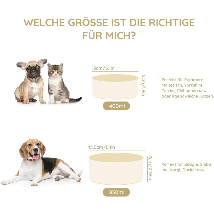 Керамічна миска для собак та котів SpunkyJunky, 400 мл, бежева