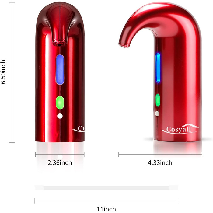 Cosyall Electric Wine Decanter, Electric Wine Aerator, One-Button Automatic Wine Dispenser, Rapid Oxygen Enrichment for Red Wine, Wine Enhancer for Family Gatherings Gift (red)