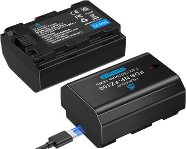 Акумулятор NP-FZ100 Homesuit 2280mAh та подвійний зарядний пристрій для камер Sony ZV-E1, FX3, FX30, A7RIII, A7RV, A7RIV, A7SIII, A7III, A7IV, A7C, A7CII, A6600, A6700, Alpha A1, A9, A9II, A9III, 9R, A9R, 9S (2 шт.)