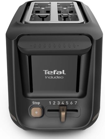 Tefal 2-Slice Toaster with Magnetic Clamps, Large Controls, 7 Browning Levels, Removable Crumb Tray, Lift Function TT533811, Black