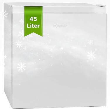 Міні-холодильник Bomann 45L з морозильною камерою: тиха кухонна/офісна/кемпінгова/геймінгова кухонна коробка, двері відкриваються зліва/справа, модель KB 7245, нержавіюча сталь (білий)