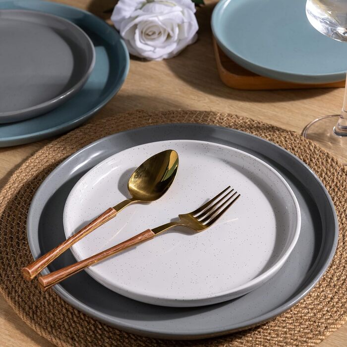 Набір керамічного посуду AmorArc для 4 осіб (12 предметів), рожевий. Ручна робота, хвилястий край, стійкий до подряпин, підходить для миття в посудомийній машині та використання в мікрохвильовій печі, ADW083