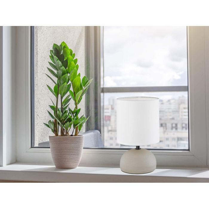 Торшер Reality Leuchten Luci R50351035 з керамічним цоколем, імітація дерева, бежевий тканинний абажур, 1x E14 (Cappuccino)