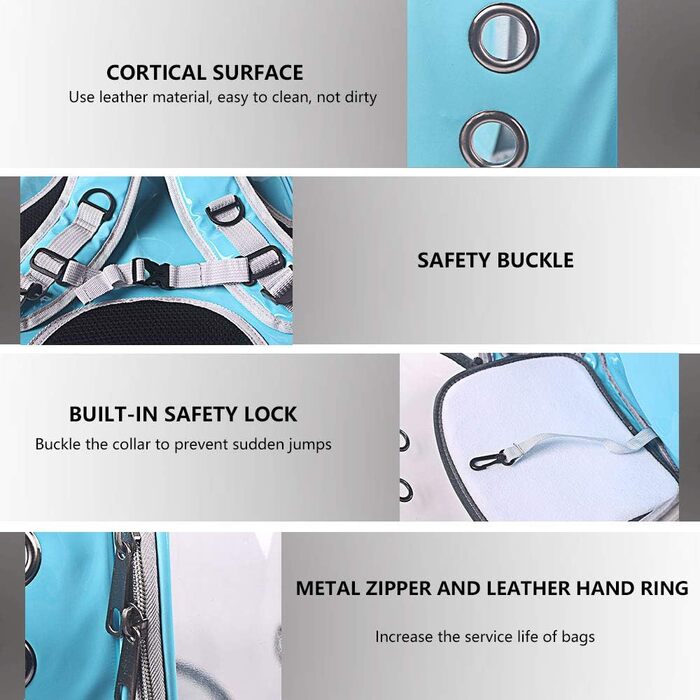 Рюкзак-переноска для котів та собак, рюкзак для тварин, рюкзак-капсула для подорожей, блакитний, з сіткою