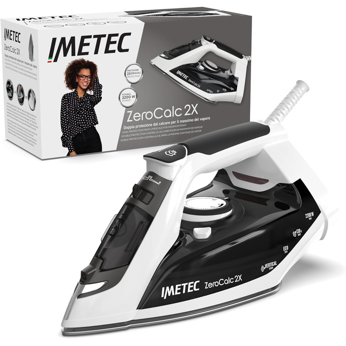 Праска з парою Imetec ZeroCalc Z1 2800 з технологією AntiCalc, керамічна підошва, 2200 Вт, 130 г/хв, функція очищення від накипу
