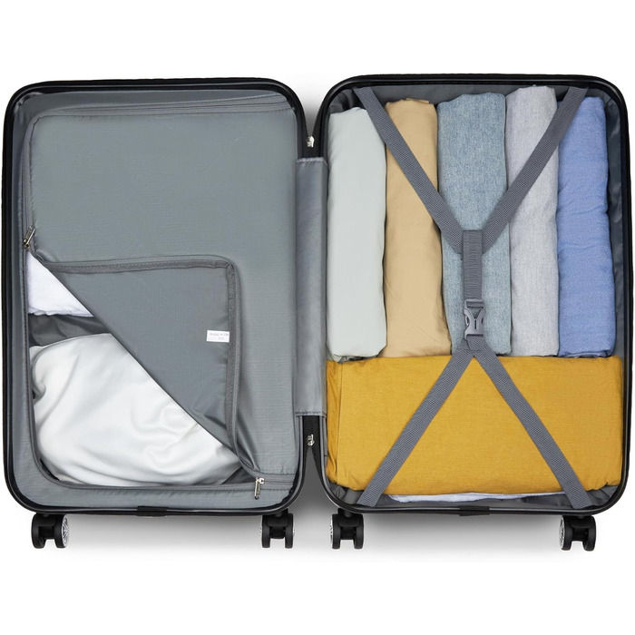 Чемодан-валіза KONO з ABS+PC: міцний, з TSA-замком та 4 колесами, 52 см, сірий/камуфляж