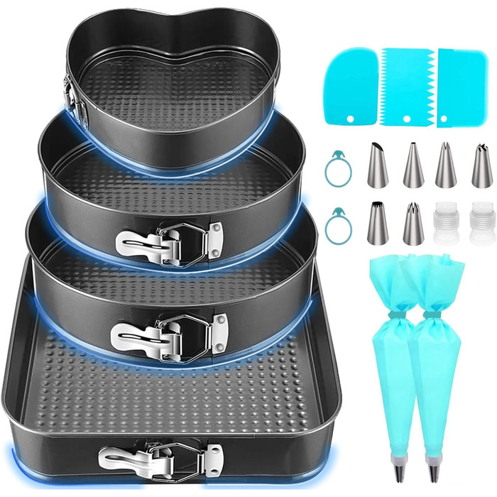 Набір для випічки Sadodo: форми для тортів (20/22/24/26 см), кондитерський мішок з насадками та аксесуари для випічки