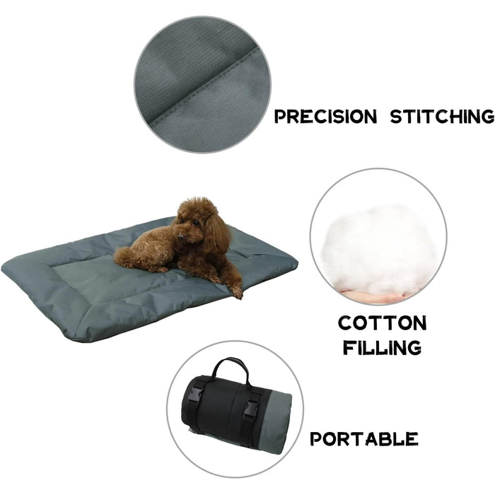 Килимок для собак Bangminda: миючий, для подорожей, кемпінгу, на вулицю, водонепроникний, 90x60 см, сірий