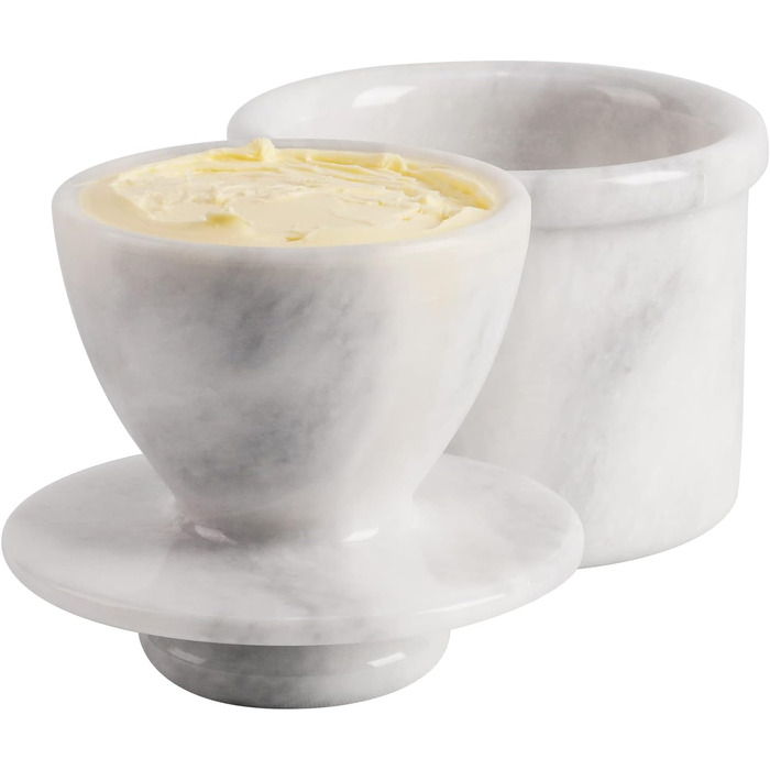 Butter dish, handmade butter container made of marble, storage for the kitchen, white