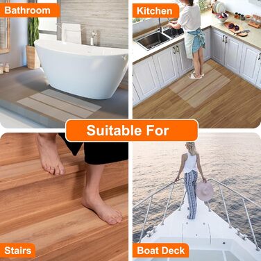 Transparent Stair Treads - 15 Piece Set - 10 x 81cm Anti-Slip Carpet for Stairs - Self-Adhesive Non-Slip Stair Mats for Wood Steps