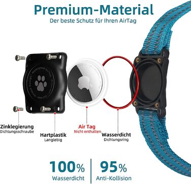 AirTag Dog Collar, 100% Waterproof Integrated Apple AirTag Dog Collars, Reflective GPS Dog Collar with Hard PC AirTag Holder Case for Small, Medium & Large Dogs (Green)