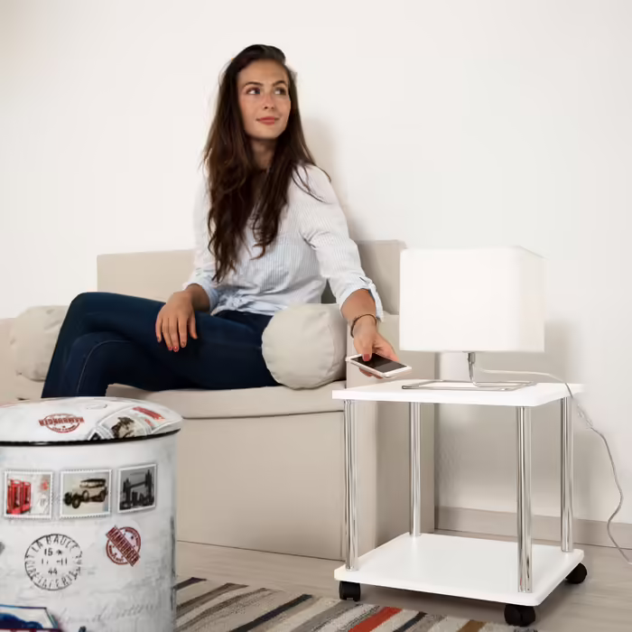 Relaxdays Rolling Bedside Table with 2 Tiers