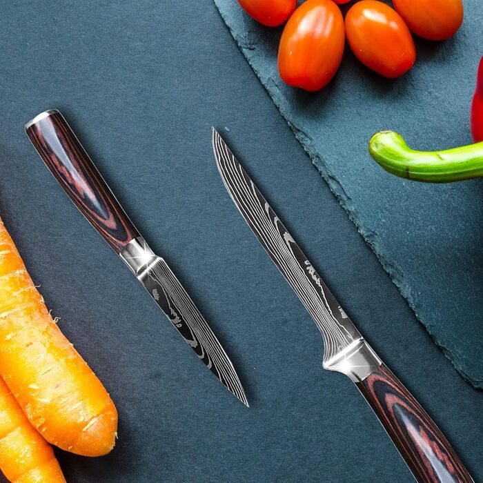 Набір кухонних ножів Gustrug 8 предметів: високоякісний нержавіючий сталь, гострі леза, ергономічні ручки, подарункова коробка, підходить для дому та ресторану