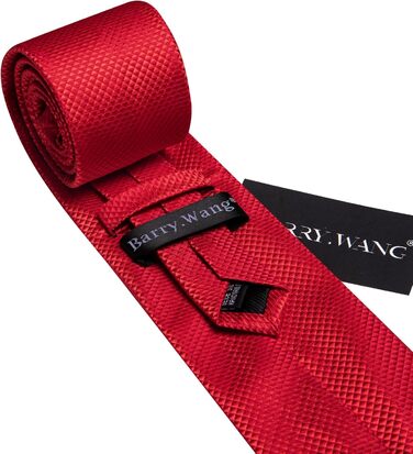 Комплект краваток Barry.Wang: краватка, краваткова затискач, нагрудна хустинка, запонки, для вечірок, ділових зустрічей, весілля (червоний)