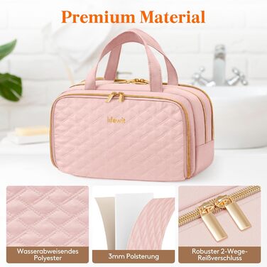 Lifewit Косметичка для подорожей 5L, Водовідштовхувальна, з відділенням для мокрого, Рожева