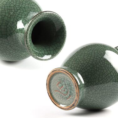 Керамічна ваза ручної роботи, велика, зелена/антична, для вітальні, каміна, декору столу, букетів, пампас, зелена