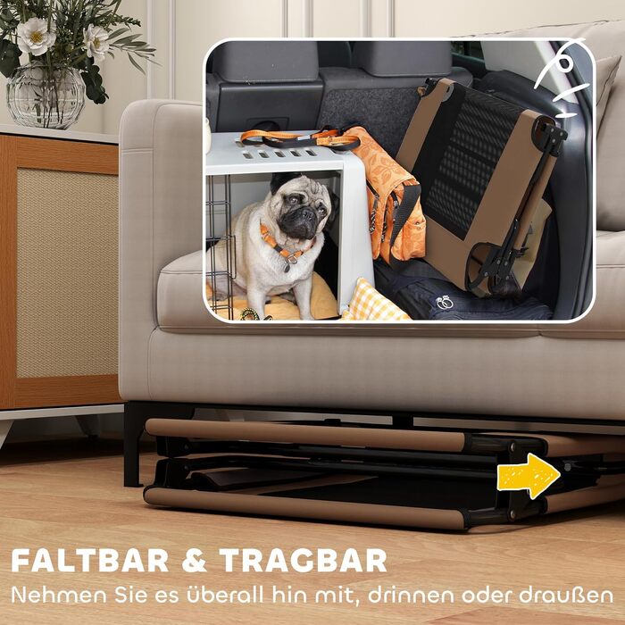 PawHut Лежанка для собак на вулицю, піднята лежанка для великих собак, складана лежанка для тварин з сітчастою рамою зі сталі, лежанка для тварин для вулиці, кемпінгу, 107x61x20 см, Кофе